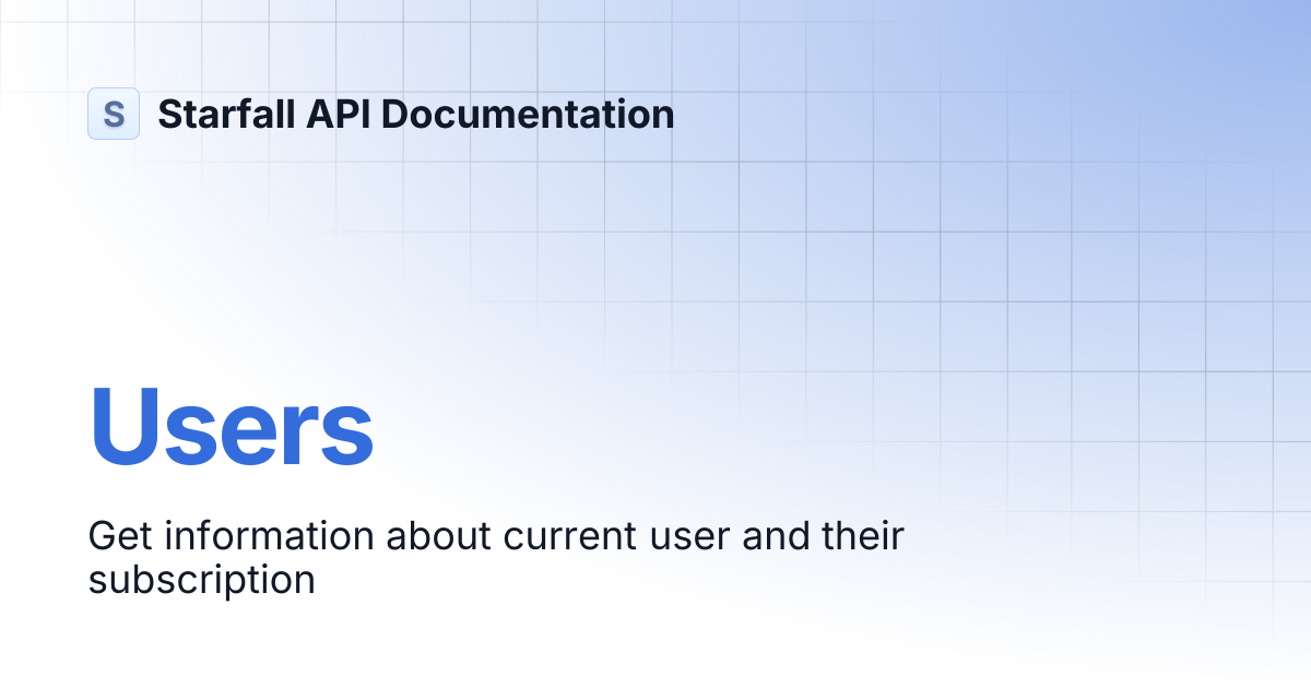 Users | Starfall API Documentation